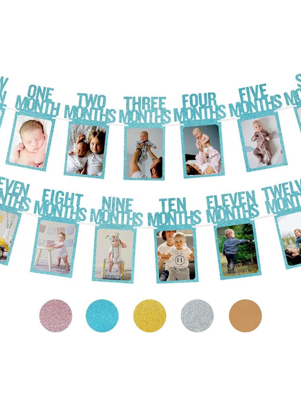 1st Birthday Photo Banner for Baby from Newborn to 12 Months, First Birthday Dec